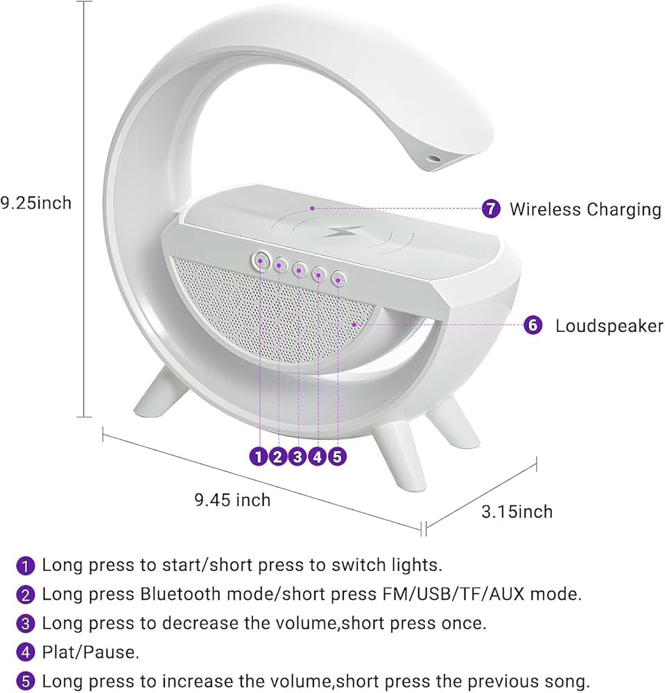 Led wireless charging speaker lamp